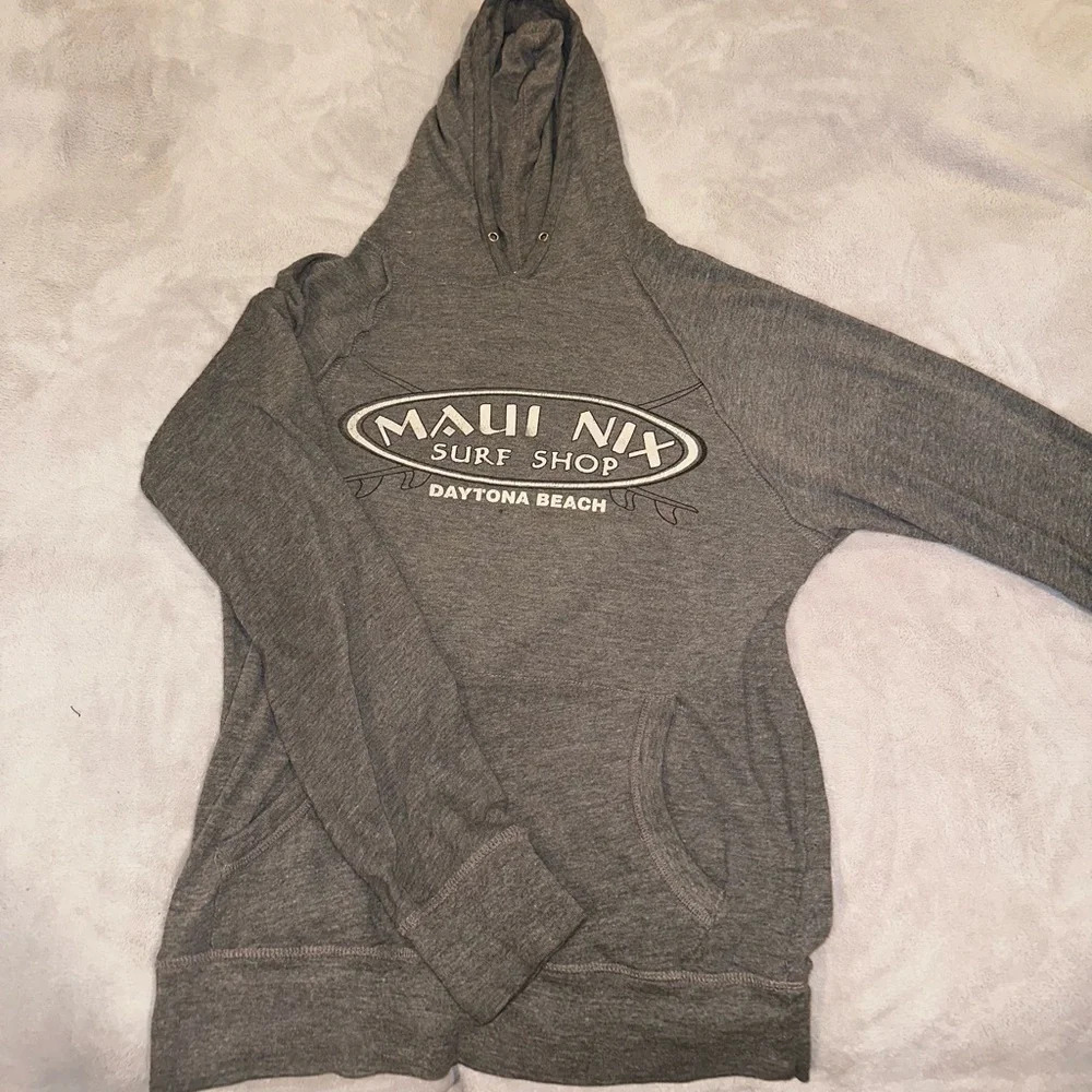 "Maui Nix Surf Shop Signature Lightweight Hoodie - Gray (Size Small)"